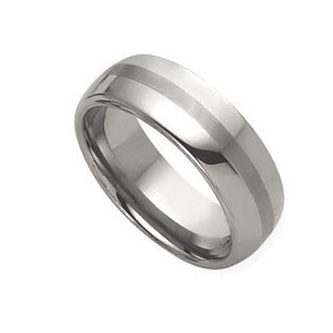 Tungsten 8mm Brushed and Polished Wedding Band
