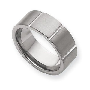 Tungsten Beveled Edge 8mm Brushed and Polished Wedding Band