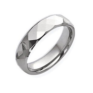 Tungsten Faceted 6mm Polished Wedding Band