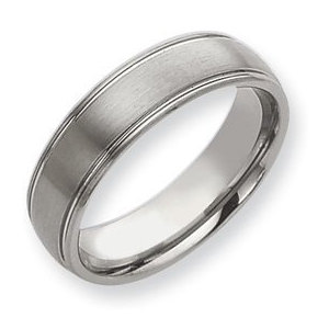 Tungsten Grooved 7mm Brushed and Polished Wedding Band