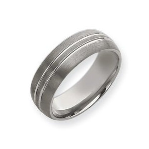 Tungsten Double Grooved 8mm Brushed and Polished Wedding Band