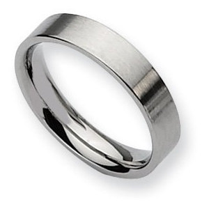 Stainless Steel Flat 5mm Brushed Wedding Band