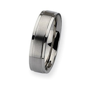 Stainless Steel Ridged Edge 6mm Satin and Polished Wedding Band