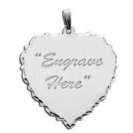 Sterling Silver Scalloped Heart with Diamond Cut Pendant
