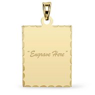 14K Yellow Gold Petite Rectangle with Diamond Cut Pendant