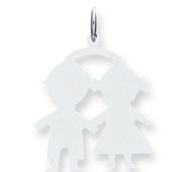 14k White Gold Engravable Boy & Girl
