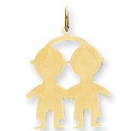 14k Yellow Gold Engravable Two Boys