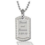 Stainless Steel Diamond Dog Tag on a 30 inch Bead Chain