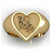Mother with Son and Two Daughters Heart Shaped "Mother's Ring"