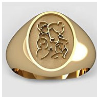 Mother with Son and Two Daughters Oval Shaped "Mother's Ring"
