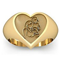 Mother with Two Daughters Heart Shaped "Mother's Ring"