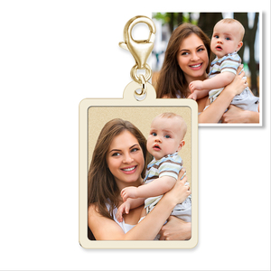 Petite Rectangle with Border Photo Charm For Bracelet