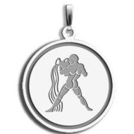 Aquarius Symbol Round Charm or Pendant