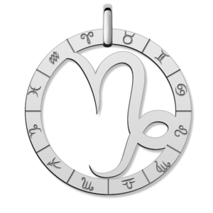 Cutout Round Capricorn Symbol Charm or Pendant