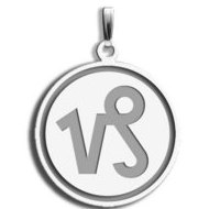 Capricorn Symbol Round Charm or Pendant