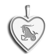 Capricorn Symbol Heart Charm or Pendant