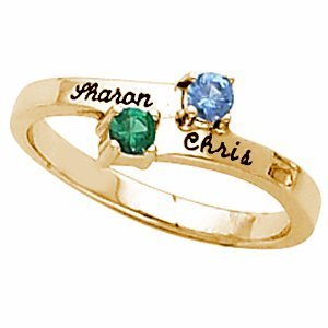Solid Gold Birthstone Personalized Promise Ring