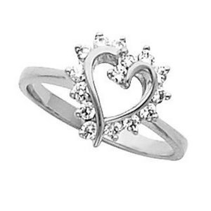 Sterling Silver Diamond Heart Shaped Promise Ring