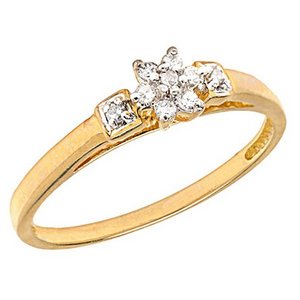 14K  Gold Diamond Cluster Promise Ring