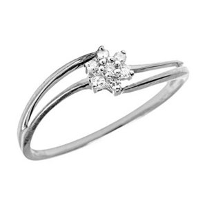 14K Gold Diamond Open Band Cluster Promise Ring