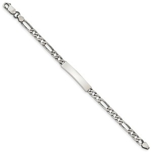 Custom Engraved Sterling Silver Women s Figaro Link ID Bracelet