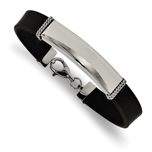 Custom Engraved Stainless Steel Women s Black Rubber ID Bracelet