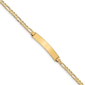 Custom Engraved 14k Gold Women s Figaro Link ID Bracelet