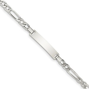 Custom Engraved Sterling Silver Children s Figaro Link ID Bracelet