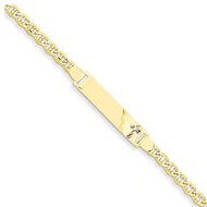14k Two Tone Gold Baby ID Anchor w Cross Bracelet