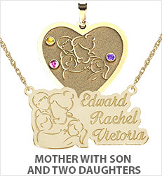 Mother with Son and Two Daughters Pendants