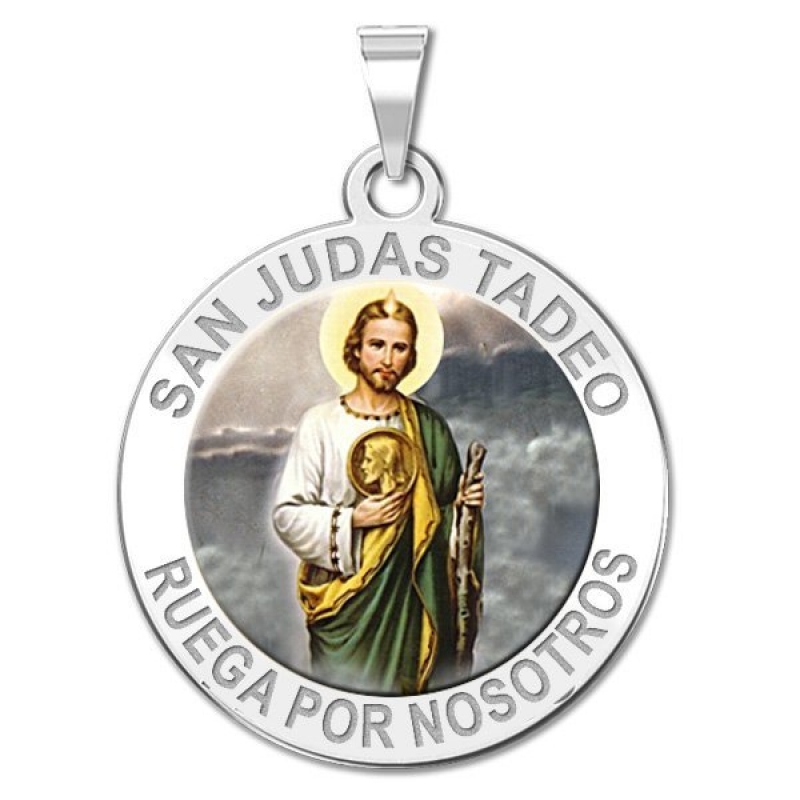 San Judas Tadeo Round Religious Color Medal EXCLUSIVE - PG90836