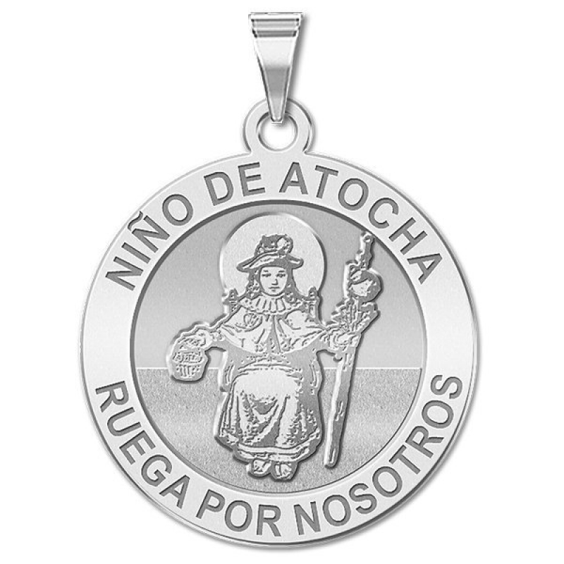 925 Sterling Silver Santo Nino de Atocha Holy Child & Figaro Chain