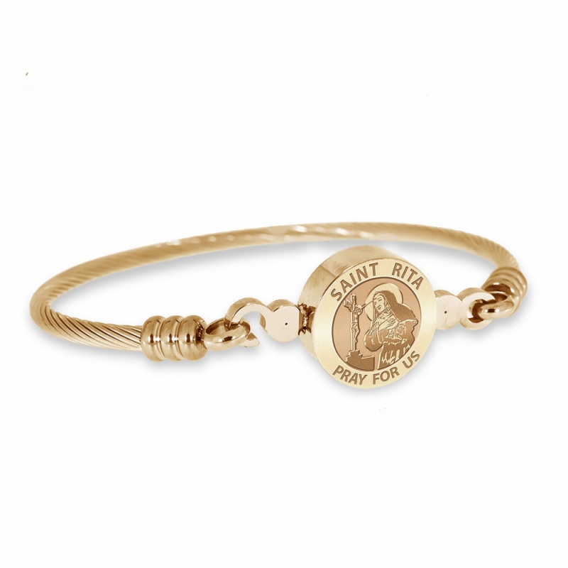 Stainless Steel Saint Rita Bangle Bracelet - PG93956