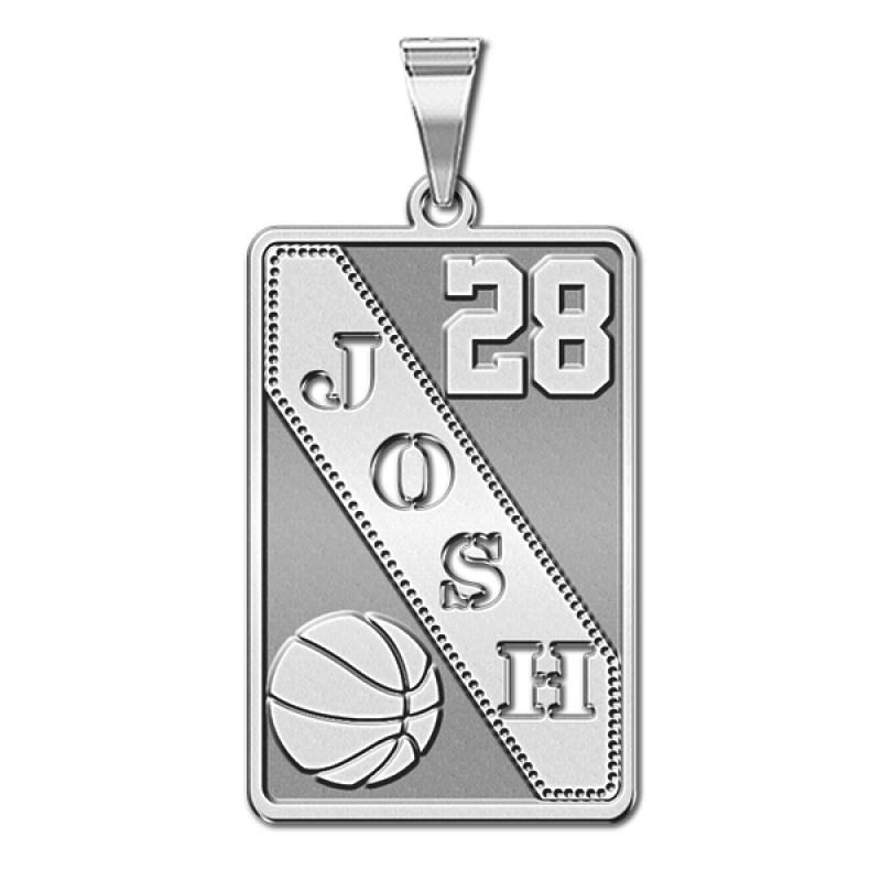 Personalized Basketball Pendant w/ Cut-out Name Number PG82717 - Main Image