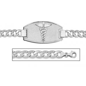 14K White Gold Medical ID Bracelet w/ Curb Chain - MD44-G