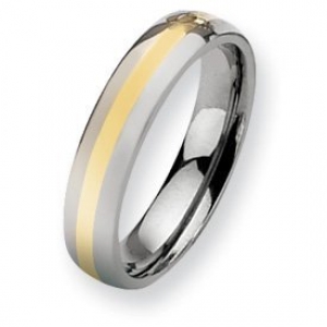 Titanium 14k Gold Inlay 5mm Polished Wedding Band - PG74521