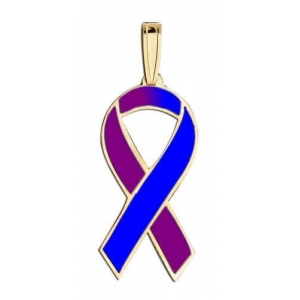 Awareness Ribbon Purple & Blue Color Charm - 642PG67094