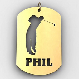 Personalized Male Golfer Name Dog Tag Cut Out Pendant