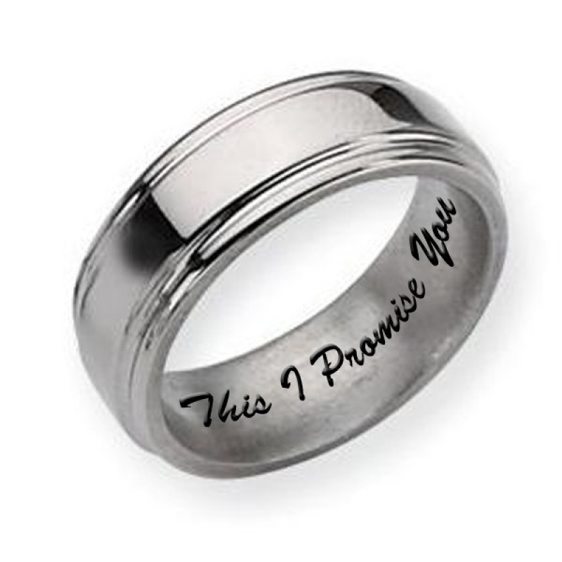 Verder halsband auteur Titanium Grooved Edge 8mm Polished Men's Promise Ring - PG79681