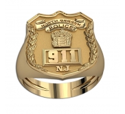 Personalized New Jersey Police Badge Ring with Number   Department