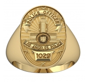 Personalized Los Angeles Police Badge Ring with Number and Rank