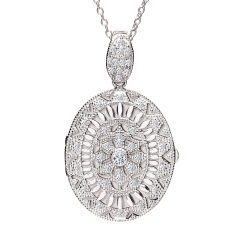 Cubic Zirconia  CZ  Oval Photo Locket