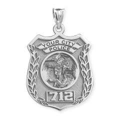 Saint Michael Personalized Police Badge with Department   Badge Number
