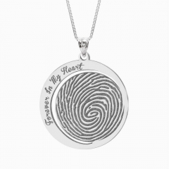 Custom Fingerprint Round Charm or Pendant