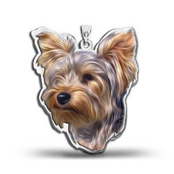 Yorkshire Terrier Dog Color Portrait Charm or Pendant