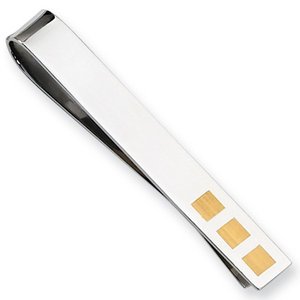 Engravable Stainless Steel Tie Bar with 24k Gold Plating