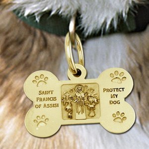 Saint Francis of Assisi    Protect My Dog  Dog Bone Pet Tag