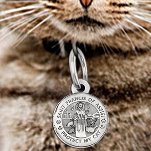 Saint Francis of Assisi   Protect My Cat   Round  Picture Locket