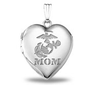 Sterling Silver Marine Mom Heart Locket