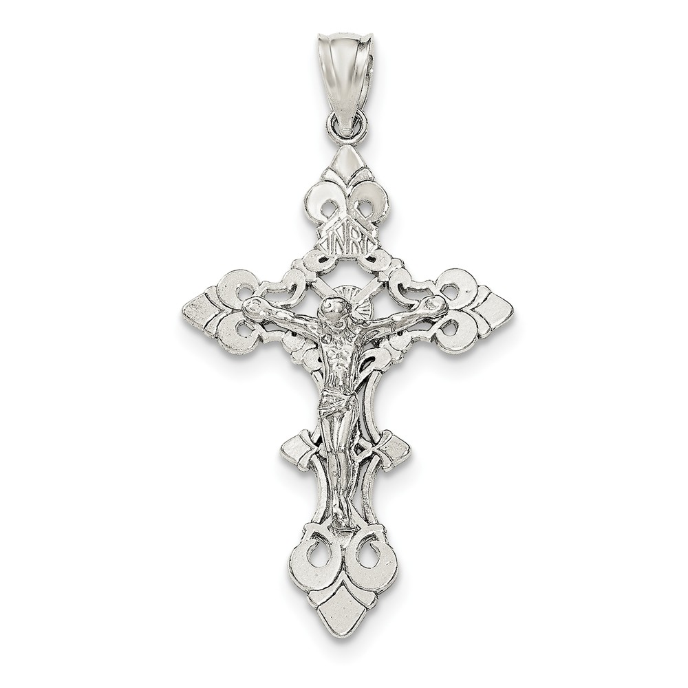 Sterling Silver Polished INRI Crucifix Pendant - PG95191